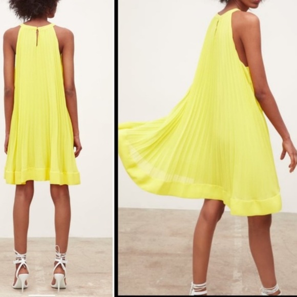 NWT ZARA YELLOW PLEATED MINI DRESS - Picture 5 of 9